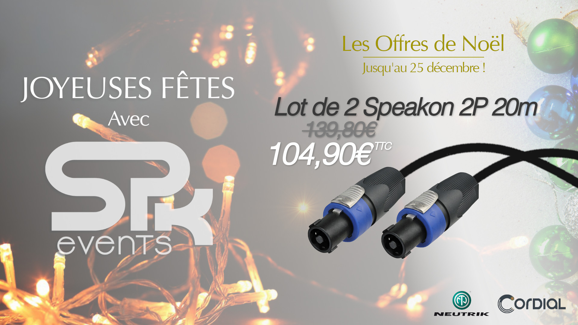 Offre noel - 2x Speakon 20m